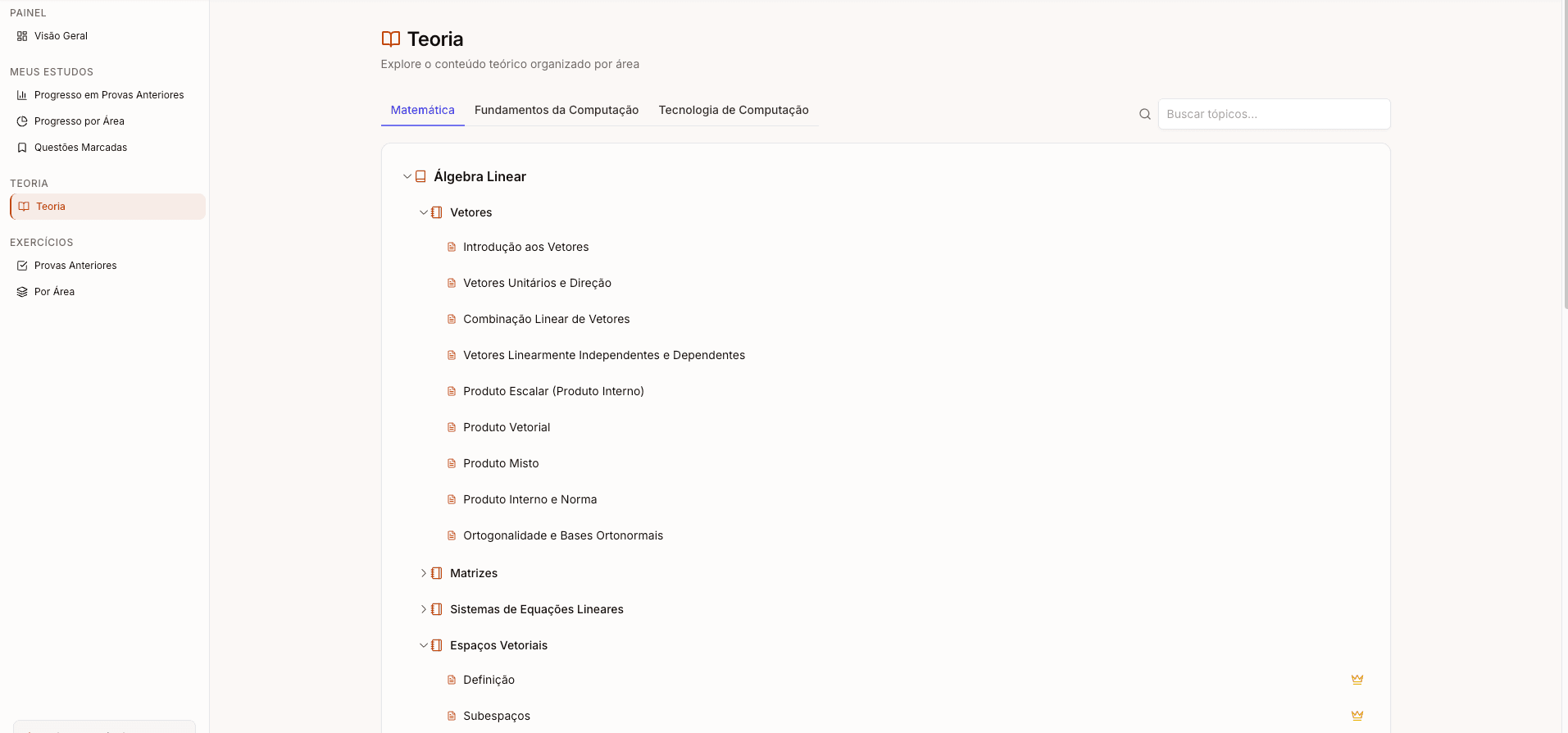 Lista de Conteúdo Teórico